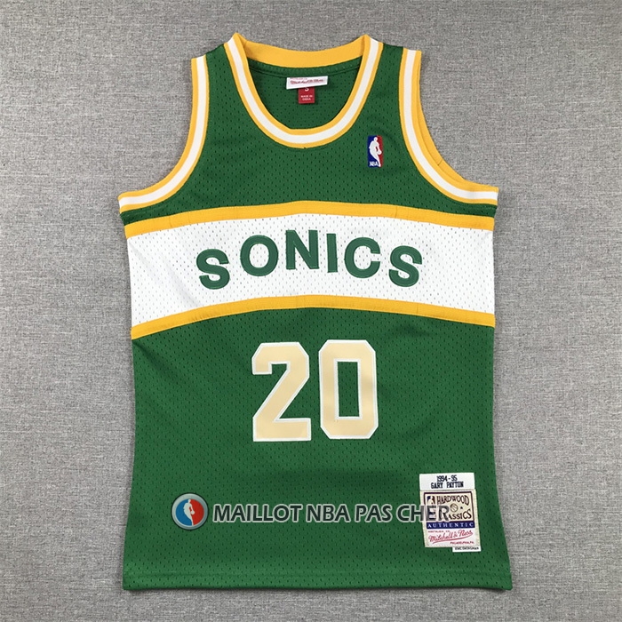 Maillot Enfant Seattle Supersonics Gary Payton NO 20 Historic Retro Vert